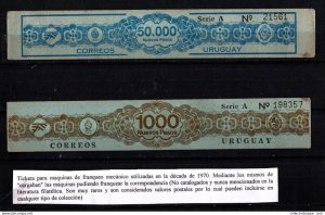 Uruguay franking machine card unique rare never reported postal value revenue