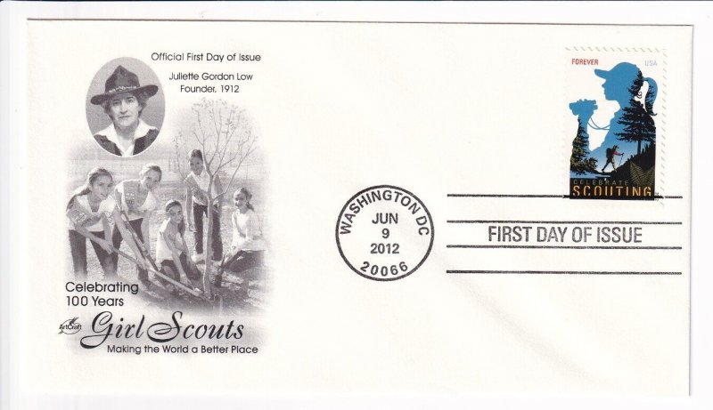 2012 Girl Scouts Centenary FDC, Artcraft Cachet, Sc #4691 (F33556)
