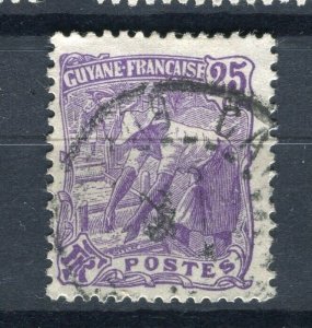 FRENCH COLONIES; GUYANE 1904 early Gold Panning issue fine used 25c. value