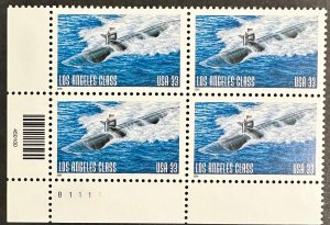 US #3372 MNH 33c Plate Block of 4 Los Angeles Class Submarine (2000) [PB397]