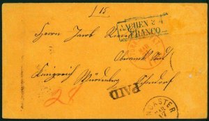 USA 1866 Aachen Wuerttemberg Germany Transatlantic Mail Cover G75942