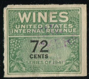 RE141   72c Internal Revenue: Wines Series of 1941 Used VF