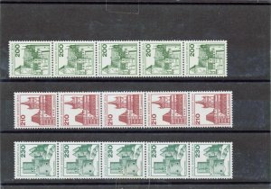 GERMANY 9n395-403, 9N438-45  MNH  COIL STRIPS NUMBER ON REVERSE SET OF 15