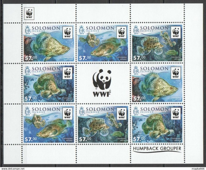 2015 Solomon Islands Fishes Wwf Humpback Grouper #3416-3419 1Kb ** Ls837