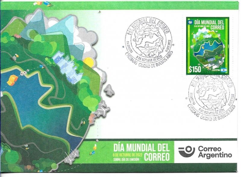 #75152 ARGENTINA 2022 WORLD POST DAY FDC