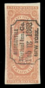 MOMEN: US STAMPS #R44a REVENUE HANDSTAMP VF