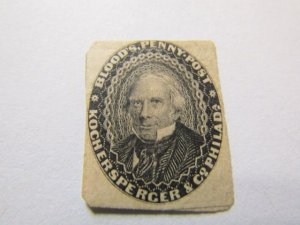 US Local Stamp,Scott #15L18 MH NG,1855 Blood's Penny Post, Engr. by Drap...