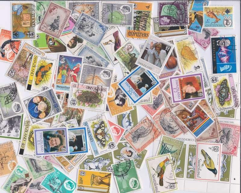 WD03-25-19-Swaziland Stamp Collection - 100 Different Stamps