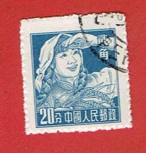 CHINA PRC SCOTT#280 1956 20f FARM GIRL - USED