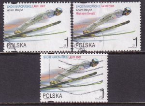 Poland 2001 Sc 3568-70 World Ski Championships Lahti Finland Stamp Used