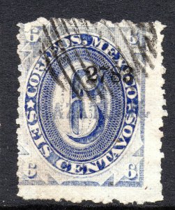 Mexico 1882 Foreign Mail Small Numeral 6¢ Ultra  Mazatlan VFU M2