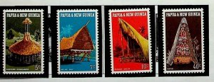 Papua New Guinea Sc 319-22 MNH SET of 1971 - Architecture, Houses