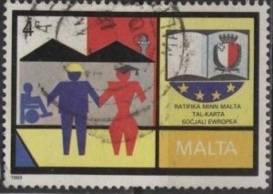 Malta 744 (used) 4c European Social Charter (1989)