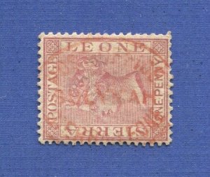 V640 - SIERRA LEONE 1d QV Rare red oval  SULYMAH Cancel