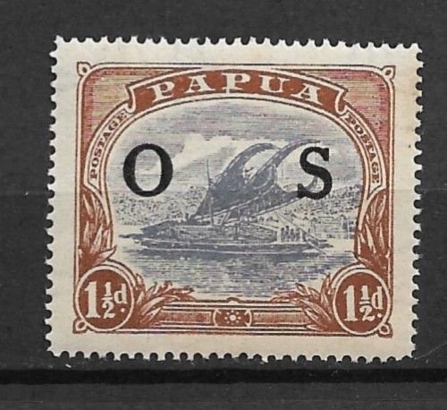 1931 Papua New Guinea O3  1½d Lakatoi MH with slight gum toning.