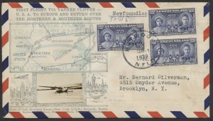 1939 PanAm FAM 18 June 28 Flight Crosby Photo Cachet Newfoundland to New York
