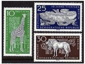 Germany-GDR 759-761, MNH. Michel 1093-1095. Berlin ZOO 1965. Giraffe,Iguana,Gnu.