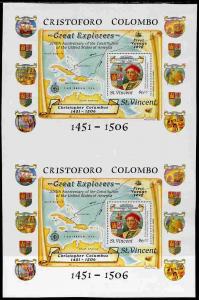 St Vincent 1988 Columbus m/sheet (Unissued $6) vertical p...