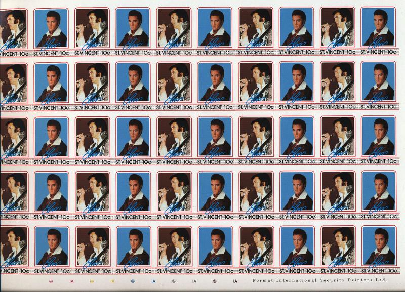 ST VINCENT Elvis Presley 1985 Cinderella Imperf Sheets MNH x 4 (200 Stamps)KR139