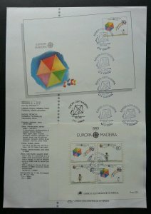 Portugal Europa CEPT Children's Games 1989 Child Play Toy Kite (ms on info sheet