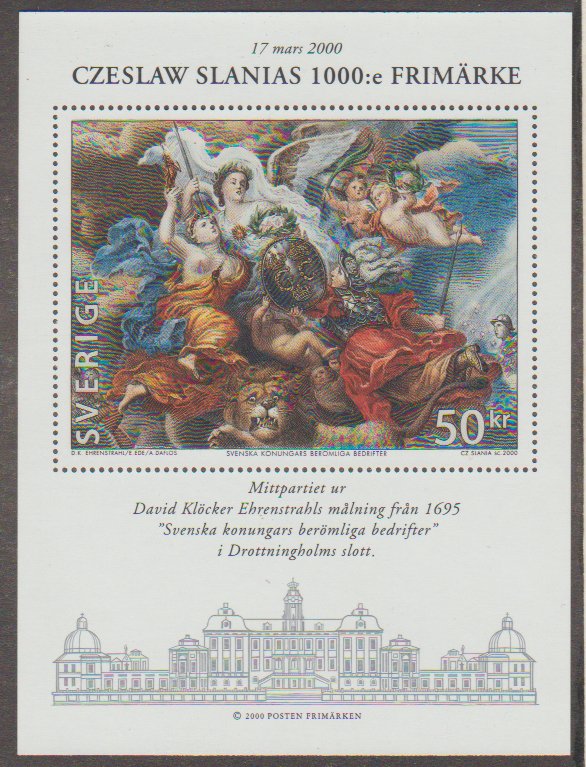 Sweden 2374 Souvenir Sheet Czaslaw Slania Engraver 1000th Stamp MNH 2000