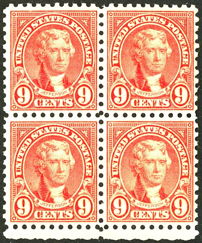 U.S. #590 MINT BLOCK OF 4 OG NH