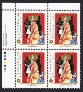 Christmas * Santa in Poland * Canada 1993 #1499 MNH UL Block of 4