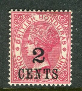 BRITISH HONDURAS; 1888 surcharged QV issue Mint hinged Shade of 2 CENTS value