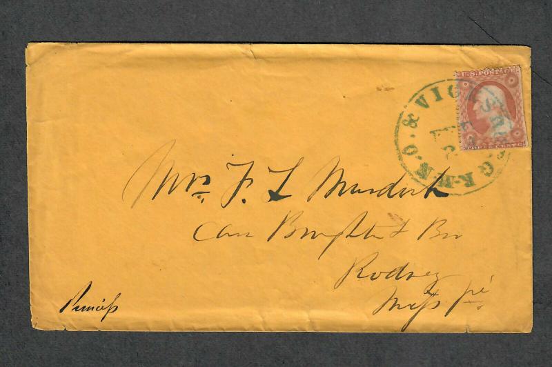 US Sc#26 N.O.+Vicksburg Feb 21 River Mail Scarce Cover To Rodney Miss