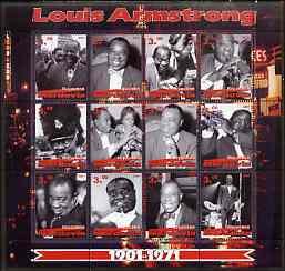 MORDOVIA - 2001 - Louis Armstrong-Perf 12v Sheet-Mint Never Hinged-Private Issue
