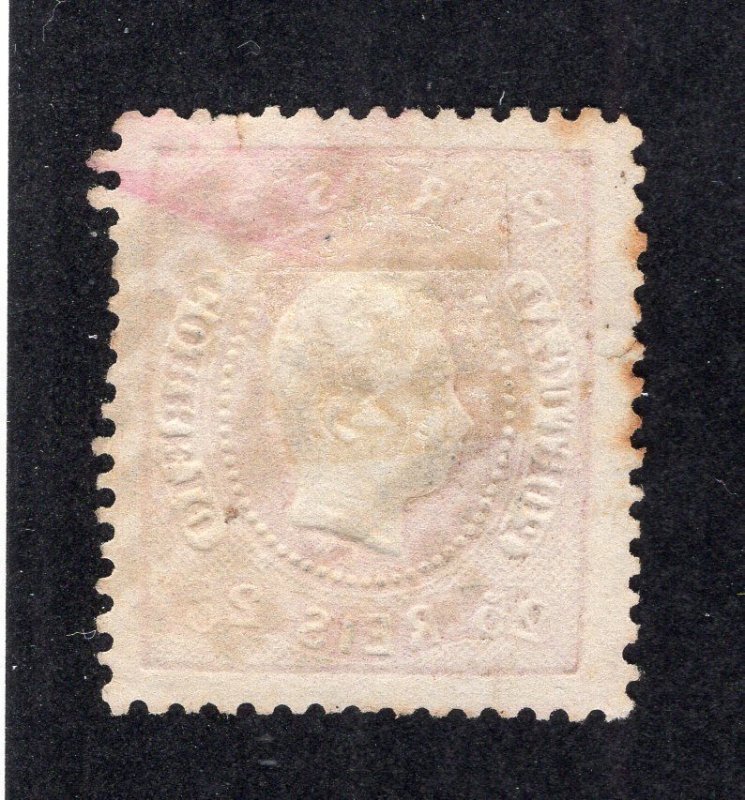 Portugal 1870 25r rose Luiz, Scott 41 used, value =  $3.75