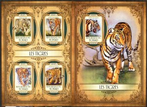 Chad 2017 Wild Cats Tigers sheet + S/S MNH