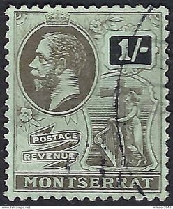 MONTSERRAT 1916 KGV 1/- Black/Blue-Green (Olive-Green) SG56 FINE USED