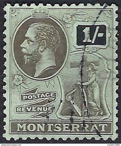 MONTSERRAT 1916 KGV 1/- Black/Blue-Green (Olive-Green) SG56 FINE USED