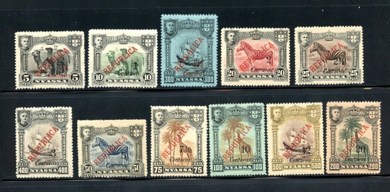 Nyassa #83-93 (N785) Lisbon Surcharges on Wild Animals, M, H, F-VF