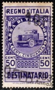 1936 Italy Revenue 50 Centesimi King Victor Emanuel III Transportation Tax Used
