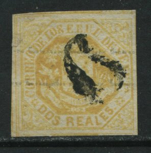 Venezuela 1873 2 reales yellow used