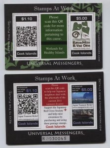 Australia Cook Island's STAMPS AT WORK SHEETS (NEVER HINGED) cv$22.00