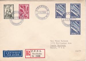 Sweden 1953 Lot of Two Covers to the US. One Registered Airmail Nice Franking