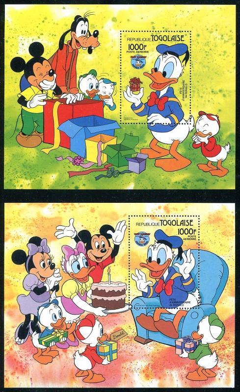 Togo 1230-1240 Disney characters 50th Ann of Donald Duck 1984 SCV-$36.10  x14666