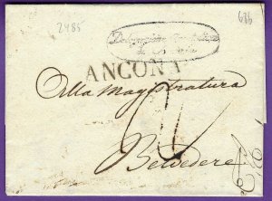 1836 Italy FLS, ANCONA, APOSTOLIC DELEG. 2 BELVEDERE, ESINO NETTO DENTRO E FUORI