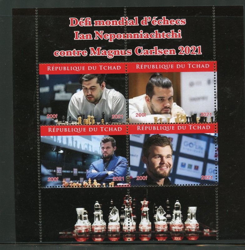 Chad 2021 Chess Championship Nepomiacheti/Carlsen sheet mint nh