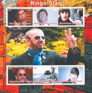 The Beatles Stamps Chad 2022 MNH Music Ringo Starr Singers Celebrities 6v M/S