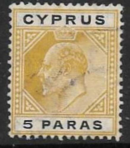 CYPRUS SG60a 1908 5pa BISTRE AND BLACK BROCKEN TOP LEFT TRIANGLE USED 