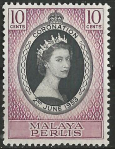 Malaya-Perlis   # 28  QE II Coronation (1)  Unused VLH