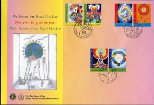 UNITED NATIONS 2005 MY DREAM FOR PEACE SETS  ON ONE TRIPLE CANCELED FDC