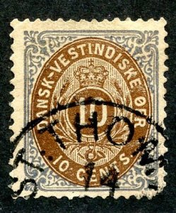 Danish West Indies, Scott #10, Used, Facit 10b, dark steel blue