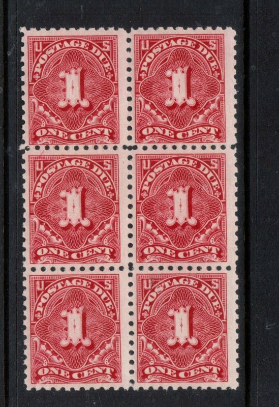 USA #J52 Mint Fine Never Hinged Block Of Six **With Certificate**