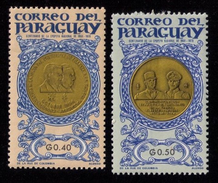 PARAGUAY (1965) MH SCOTT #861-862 PARAGUAYAN MEDELS F-VF