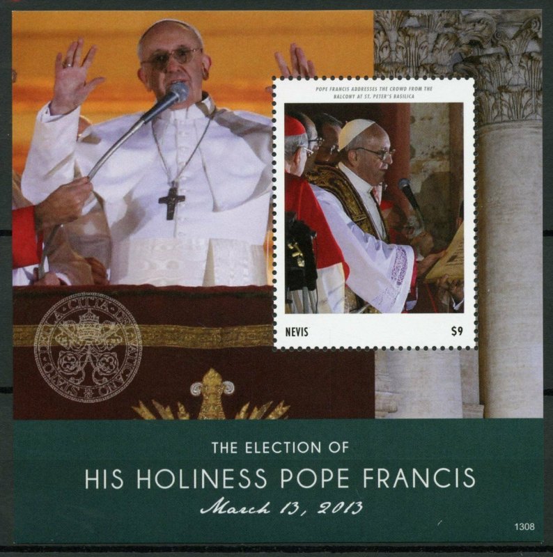 Nevis Popes Stamps 2013 MNH Election Pope Francis Famous People 1v S/S